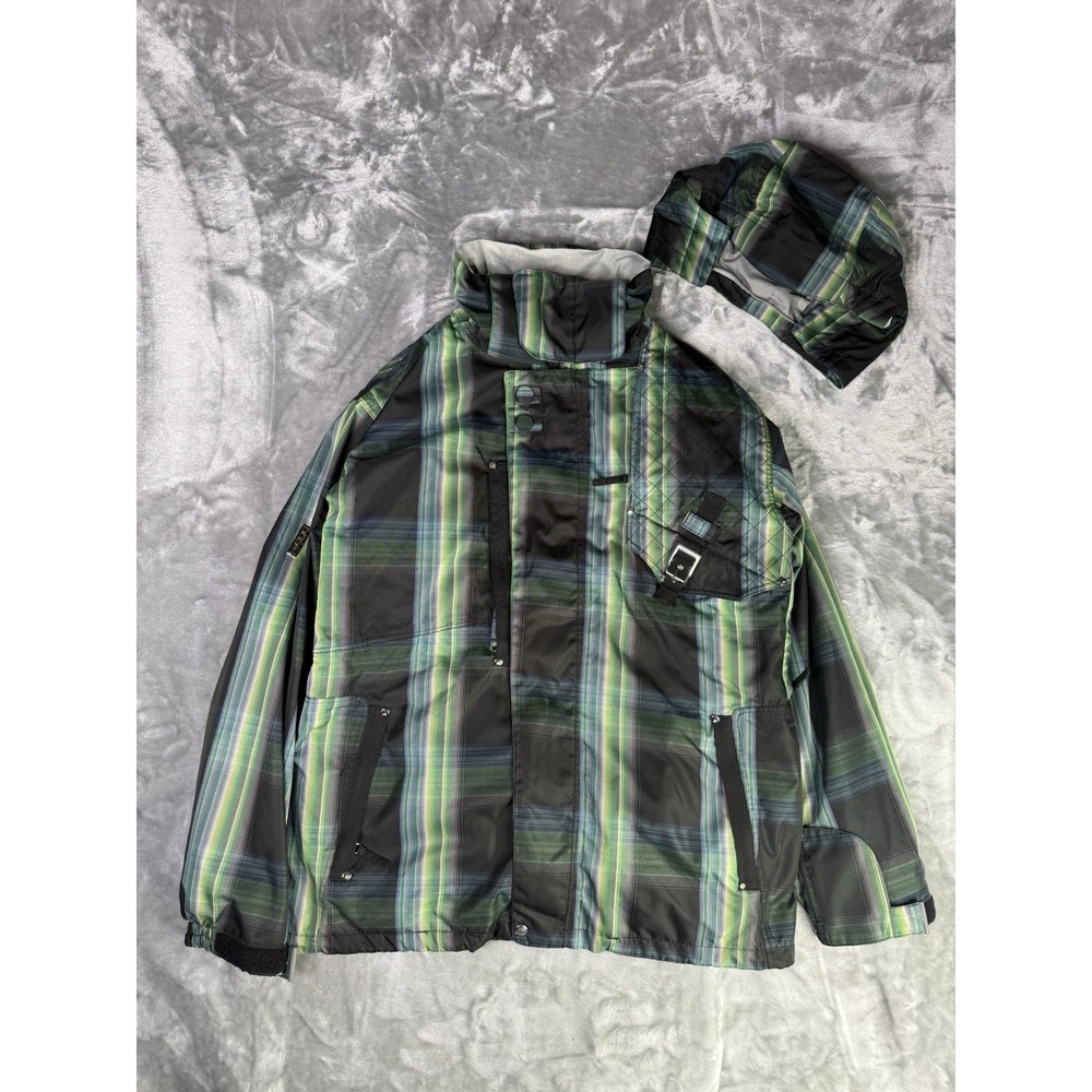 686 Smarty 3-In-1 Ski Snowboarding Winter Jacket Men's XL Green Plaid Pattern